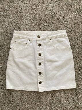 Billabong White Denim Button-Front Mini Skirt